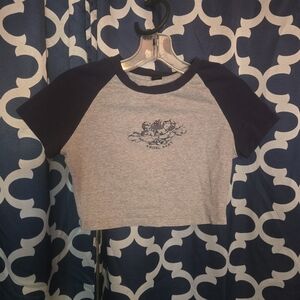 Gray and Black Angel Baby Crop Top Size Medium